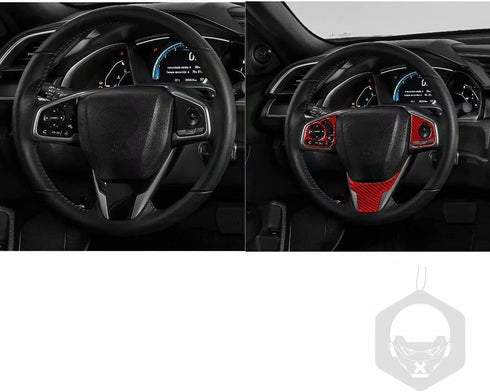 for 10th Gen Civic Real Carbon Fiber Steering Wheel Cover Trims Inner Wheel Button Sticker Compatible with Honda Civic 2021 2020 2019 2018 2017 20...
