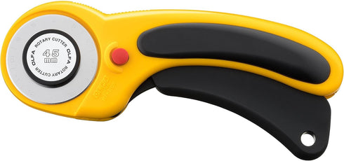 OLFA 45mm Ergonomic Rotary Cutter (RTY-2/DX) - Rotary Fabric Cutter w/ Blade Cover & Squeeze Trigger for Quilting, Sewing, Crafts, Replacement Bla...