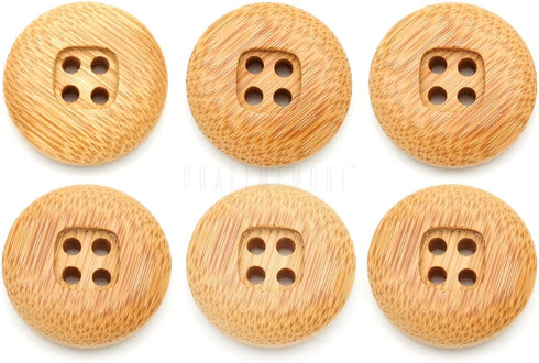 CRAFTMEMORE Bamboo Buttons 4 Holes Round Wood Button for Garment Sewing DIY Crafts B70 (18mm, 12pcs)...