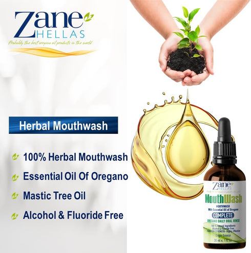 Zane Hellas MouthWash. Oral Rinse with Oregano Oil Power. Ideal for Gingivitis, Plaque, Dry Mouth, and Bad Breath. Alcohol and Fluoride Free. 100%...