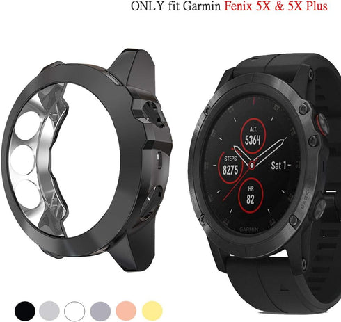 Compatible for Garmin Fenix 5X & Garmin Fenix 5X Plus Watch Accessories Protector Case Soft TPU Shock Proof Scratch Resistant Cover Ultra Thin Pro...