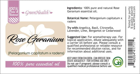 GreenHealth - Rose Geranium 100% Pure Therapeutic Grade Essential Oil -15ml...