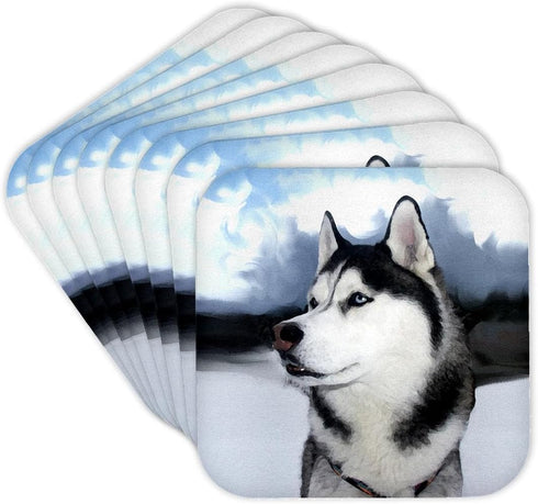 3dRose CST_4438_2 Siberian Husky Soft Coasters, (Set of 8)...
