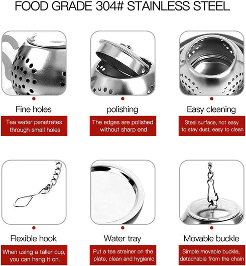 4Pcs Tea Balls for Loose Leaf, Stainless Steel Tea Infusers for Loose Tea, Tea Strainers with Chain Hook and Saucer (Silver)...