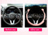 Fashion Cat Ear Leather Steering Wheel Cover Women Girl 15"(38cm) Universal Fit Auto D Shaped Leather Steering Wheel Covers (O Shape,Black&Blue)...