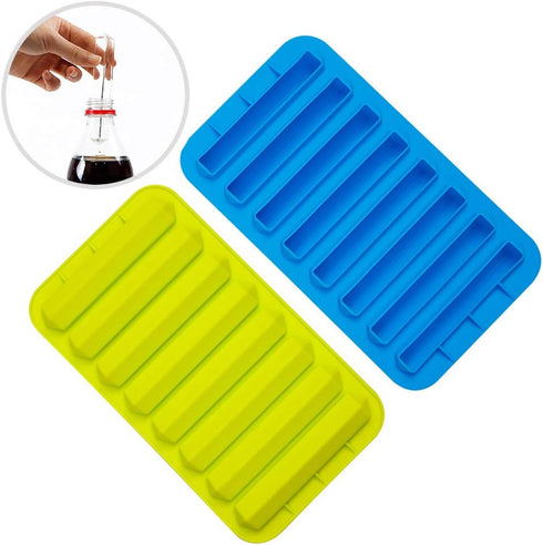 Webake 2 Pack Ice Stick Cube Trays Silicone Ice Cube Molds 8 Cavity for Water Bottles, Sport Drinks, Bottled Soda, Whiskey, Drinks, Cocktails and ...
