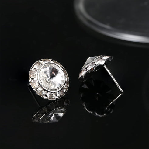 BESTEEL Rhinestone Earrings Round Shaped Acrylic Stone Inside Crystal Halo Stud Earrings for Dance Competitions Stage Opera Performance Wedding Pa...