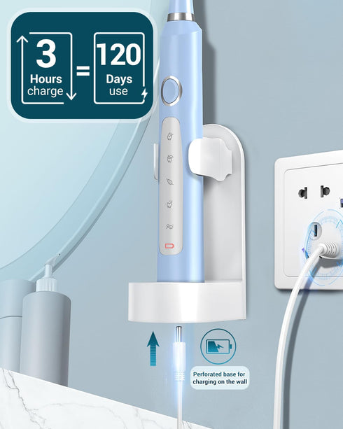 Rtauys M5 Rechargeable Sonic Electric Toothbrush for Adults - Power Electric Toothbrush with 8 Brush Heads, Travel Case, Teeh Whitening.3 Hours Ch...