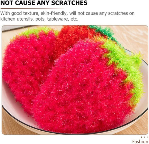 UPKOCH 3Pcs Dish Scrubber Fun Strawberry Shape Dish Sponges Kitchen Dishcloth Super Soft Absorbent Dish Rags for Washing Dishes Cleaning (Red)...
