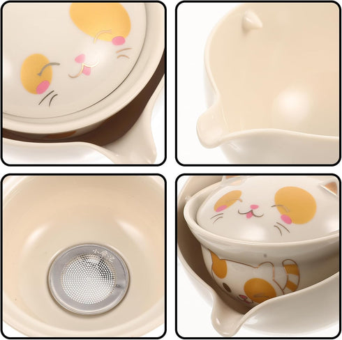 Hemoton Chinese Tea Set,360° Rotation Tea Maker,Ceramic Tea Kettle,Portable Gongfu Tea Set,Porcelain Tea Dispenser,Portable Kung Fu Teaware,Chines...