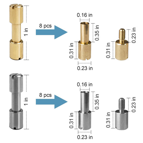 16 Sets Brass Bracket Bolt Fasteners and Stainless Steel Bracket Bolt Fasteners Tool Knife Handle Pins Knife Making Supplies Tactical Lock Rivets ...