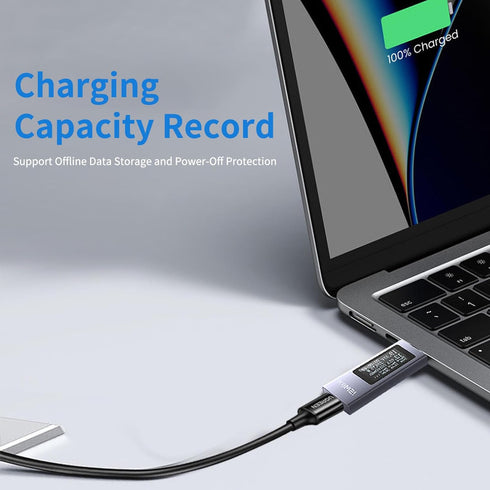 USB C Power Meter USB C Tester, USB Multimeter 4-30V 0-12A Voltage Current Capacity Energy Power Digital Tester for Tablet Chargers Power Bank Cab...