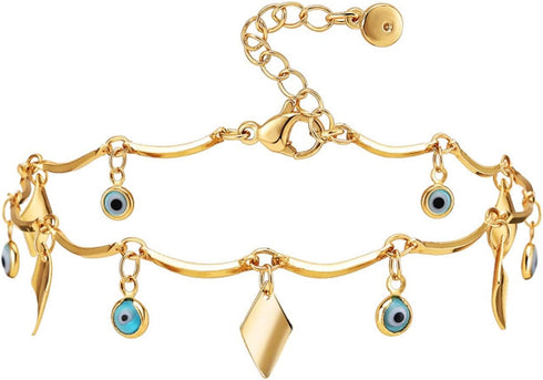 Gold Evil Eye Ankle Bracelets for Women,Turquoise Turkish Eye Anklet Bracelet,Boho Anklet,Beach Anklet Chain,Beads Beach Foot Chain Jewelry for Wo...