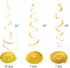 Gold Party Hanging Swirl Decorations Plastic Streamer for Ceiling, Pack of 28...