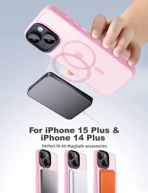 Tigowos for iPhone 15 Plus&iPhone 14 Plus Phone Case Fits MagSafe 10FT Drop Resistant Matte Skin Feeling Back Cover for iPhone 15 Plus&iPhone 14 P...