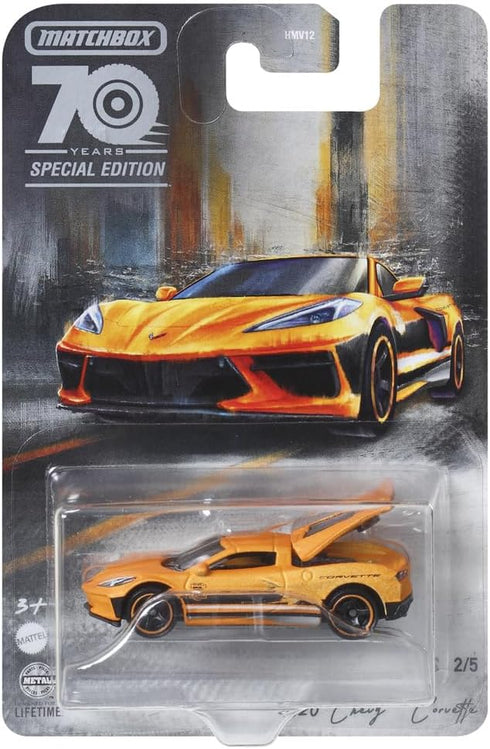 Matchbox Moving Parts 70 Years Special Edition Die-Cast Vehicle - HMV12 ~ Inspired by 2020 Chevy Corvette ~ 2/5 Orange and Black...