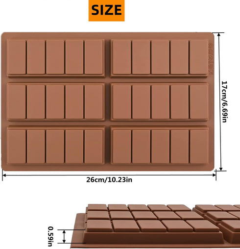 2 Pack Chocolate Bar Molds,Rectangle Silicone Break-Apart Protein and Engery Bar Candy Chocolate Molds Wax Melt Candles Chocolate Bakeware Molds...