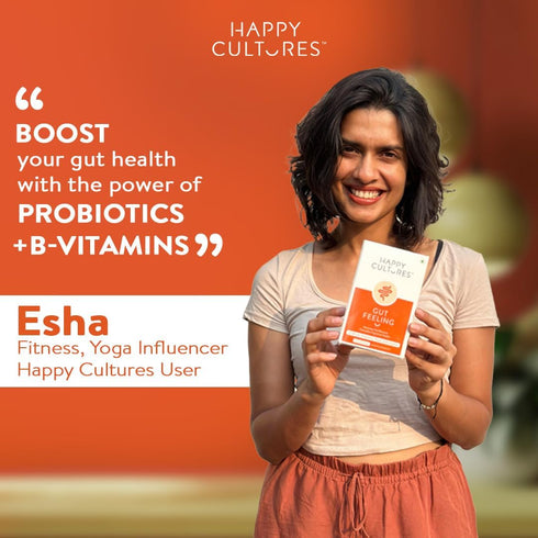 Happy Cultures Gut Feeling Digestion Supplement Unique Blend of Probiotics for Daily Digestive Health B-Vitamins Gut Health Supplement for Bloatin...