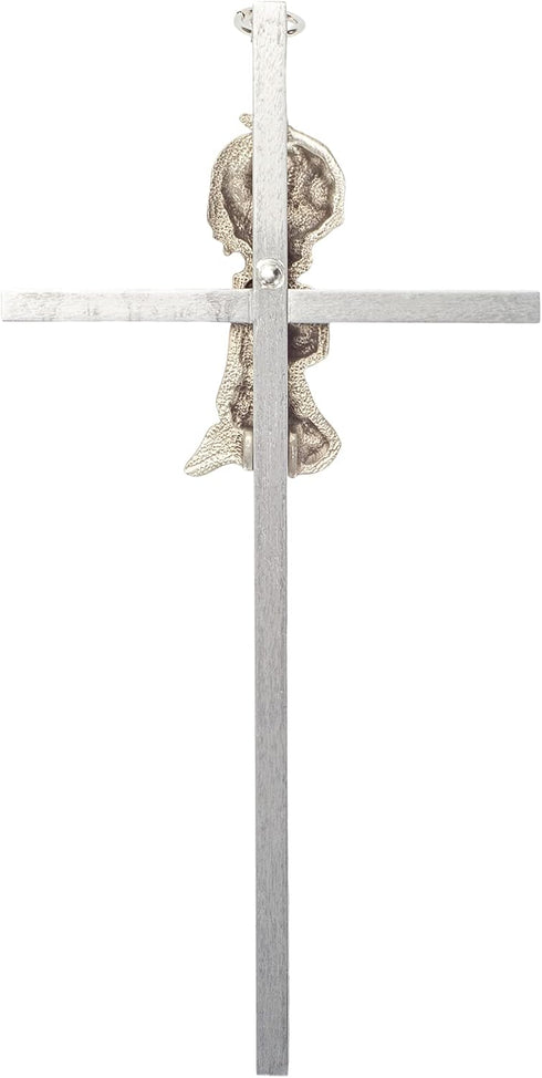 Praying Little Girl Pink 6 Inch Metal Hanging Wall Cross...