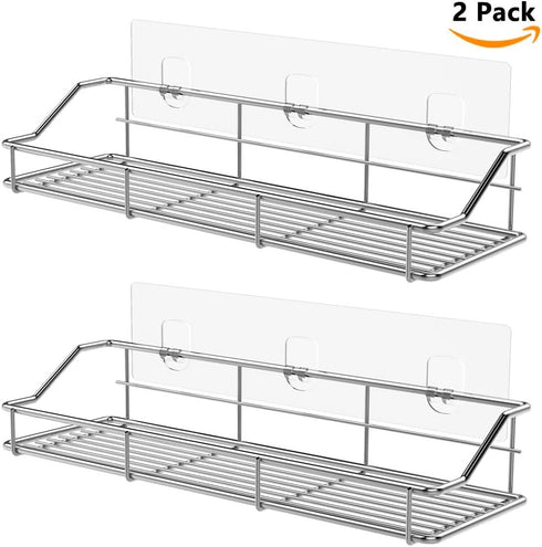 Shower Caddy Adhesive Replacement,Transparent Adhesive for Shower Shelves and Bathroom Organizers,No Drilling Shower Adhesive Strips - 2 Pack...