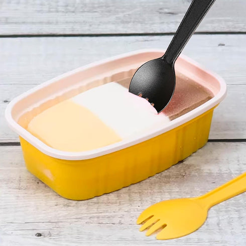 Black Plastic Spoon Forks, Premium Disposable Forks Cutlery for Parties Picnics Camping Family Gatherings (100)...