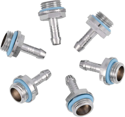 Wendry PC Water Cooling Barb Fitting, Two-Touch Fitting G1/4 Thread Barb Connector for Computer Cooling System(Pack of 6)(6mm)...