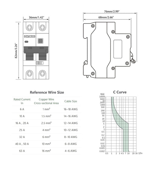 Ground Fault Circuit Breaker, 10 Amp 120V AC DIN Rail Mount Residual Current Circuit Breaker, Thermal-Magnetic Trip, Earth-leakage Protection Circ...