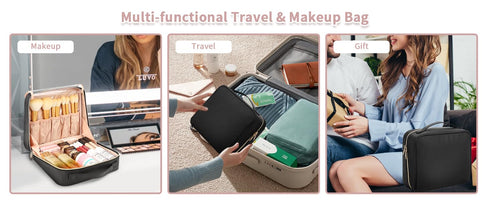 CUBETASTIC Travel Makeup Bag, Large Capacity Cosmetic Bags for Women, Make Up Organizer Case with Portable Handle, 90° Wide Open for Easily Access...