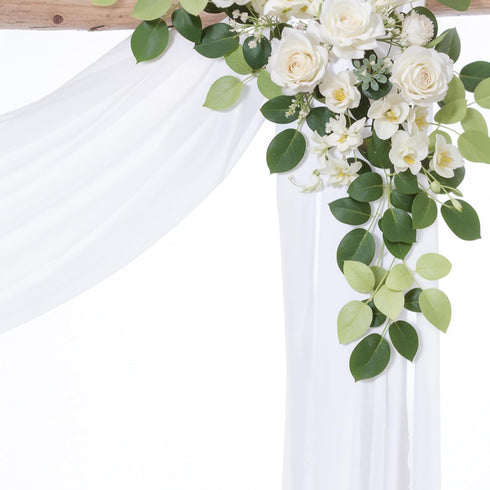 PARTISKY Wedding Arch Draping Fabric,1 Panel 18FT White Drapes Chiffon Fabric Drapery Decorations for Ceremony Reception Party Ceiling Backdrop...