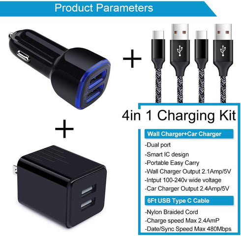 USB Charger for Samsung Galaxy S24 A10E A50 A70 A80 Note 20 Ultra S23 S22 S21 S20 FE S10E S9 A15 A03s A04s A14 A13 A12 A53 A54 A51 A11 A21, Car Ad...