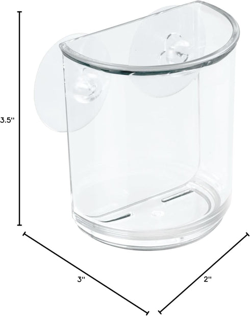 iDesign Plastic Suction Tumbler Cup and Bathroom Organizer for Mirror or Shower Storage – 3" x 2" x 3.5", Clear...