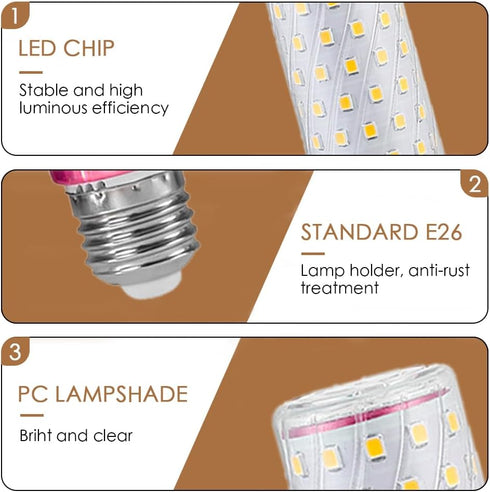 E26 LED Bulbs, 12W LED Light Bulbs Equivalent 100W, 4000K Warm white Light, AC 110-220V, E26 Light Bulbs (4 Pack)...