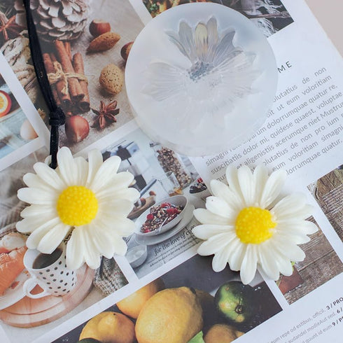 White Flower Silicone Molds Daisy Fondant Mold Daisy Chrysanthemum Mould Flower Silicone Fondant Molds for DIY Cake Decoration Chocolate Candy Pol...