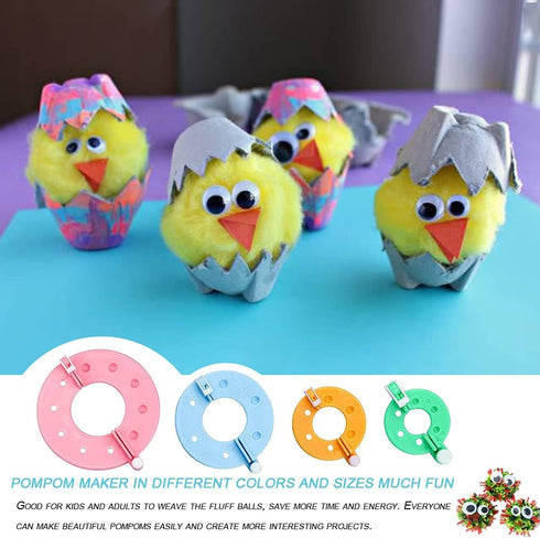 Pom Pom Maker,30pcs Pom Pom Makers kit Includes 8 PCS Pom Pom Maker+2pcs Scissors+10pcs Plastic Needles+10pcs kntting Stitch Markers for DIY Wool ...