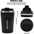 12 oz Stainless Steel Vacuum Insulated Tumbler - Coffee Travel Mug Spill Proof with Lid - Thermos Cup for Keep Hot/Ice Coffee,Tea and Beer (Black)...