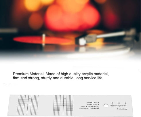 Hilitand Turntable Cartridge Alignment Protractor Tool, Acrylic LP Phono Turntable Cartridge Azimuth Ruler for Measuring & Balancing LP Record Pla...