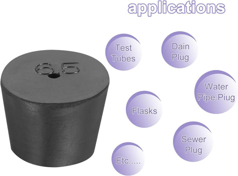 MECCANIXITY Rubber Tapered Plug 27mm to 34mm Solid Test Tubes Bungs Stopper with Hole Black for Lab Home 8 Pieces...