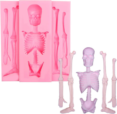 Skull Skeleton Fondant Silicone Mold, Halloween Candy Kitchen Baking Mold for Cake Decoration Cupcake Topper Chocolate Gum Paste Sugar Craft...