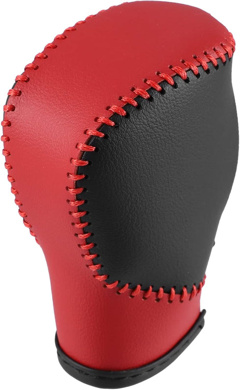 Gear Shift Lever Cover Automotive Interior Gear Shift Knob Trim for Honda 11th Civic 2022 2023 Black Red Faux Leather Red Line...