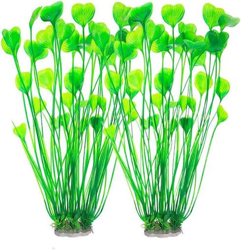 Artificial Plants Decoration Ornament for Fish Tank Aquarium Plastic Plants Tall 16 inch 2 Pack (Green)...