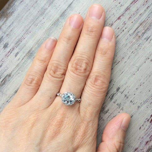 925 Silver Women's Ring Round Gem Sapphire Topaz Zircon Single Stone Engagement Wedding Anniversary Ring Bridal Gift Cozy Ring...