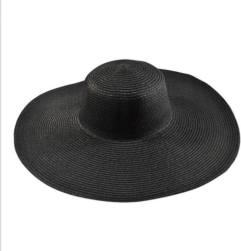 Womens Floppy Straw Hat Wide Brim Foldable Packable Braid Cap UV Protection Summer Gardening Hiking Beach Sun Hat (Black)...