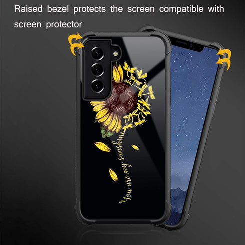 Compatible with Samsung Galaxy S22 Case,Yellow Dragonfly Sunflower Amazing Pattern Design Shockproof Anti-Scratch Hard PC Back Case for Samsung Ga...