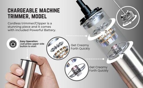 Electric Milk Frother Handheld, Stainless Steel Electric Coffee Frother Battery Operated Whisk Beater Foam Maker High Speed Handheld Foam Maker Dr...