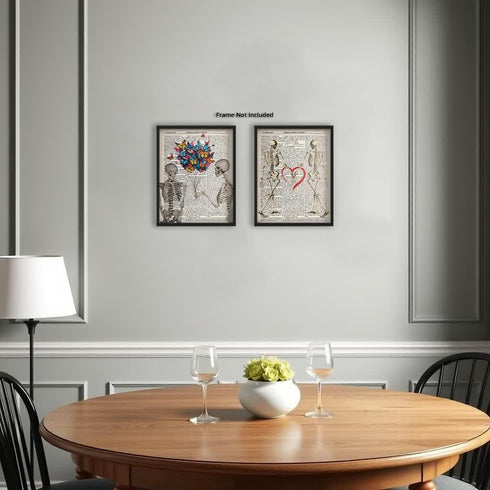 Posterizer 2 pcs-Romantic Skeletons Dictionary Gothic Decor-Romantic Art-Retro Art-Gift for Steampunk or Goth Fans-Living Room Bedroom Decor- unfr...