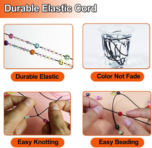 Ewparts 1mm Elastic String for Bracelets Elastic Cord for Jewelry Making Elastic String for Pony Beads Stretchy Beading String for Bracelet 3 Roll...