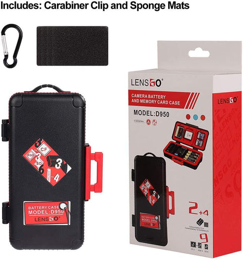 LENSGO Camera Battery Memory Card Case, Memory Card Hard Protector Case Water-Resistant Anti-Shock Storage Box for 3 Camera Batteries 3 XQD or 3 C...