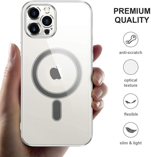 Magnetic Clear Case for iPhone 11 Pro with Mag-Safe Wireless Charging,Anti-Yellow Soft Silicone TPU Protective Case with Magnets Crystal Clear Cov...