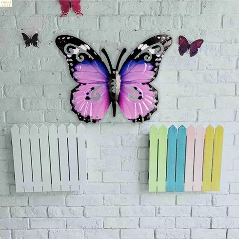 BinaryABC 3D Metal Butterfly Decor Wall Art Sculpture Hanging Decoration,Indoor Outdoor Garden Decoration (Purple)...