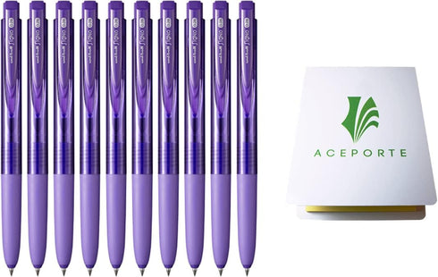 Uni-Ball Signo RT1 0.28mm - Smooth Ink Flow Gel pen, Retractable Gel Ink Pen, Ultra Micro Point, Violet - Pack of 10, Sticky Notes Value Set...